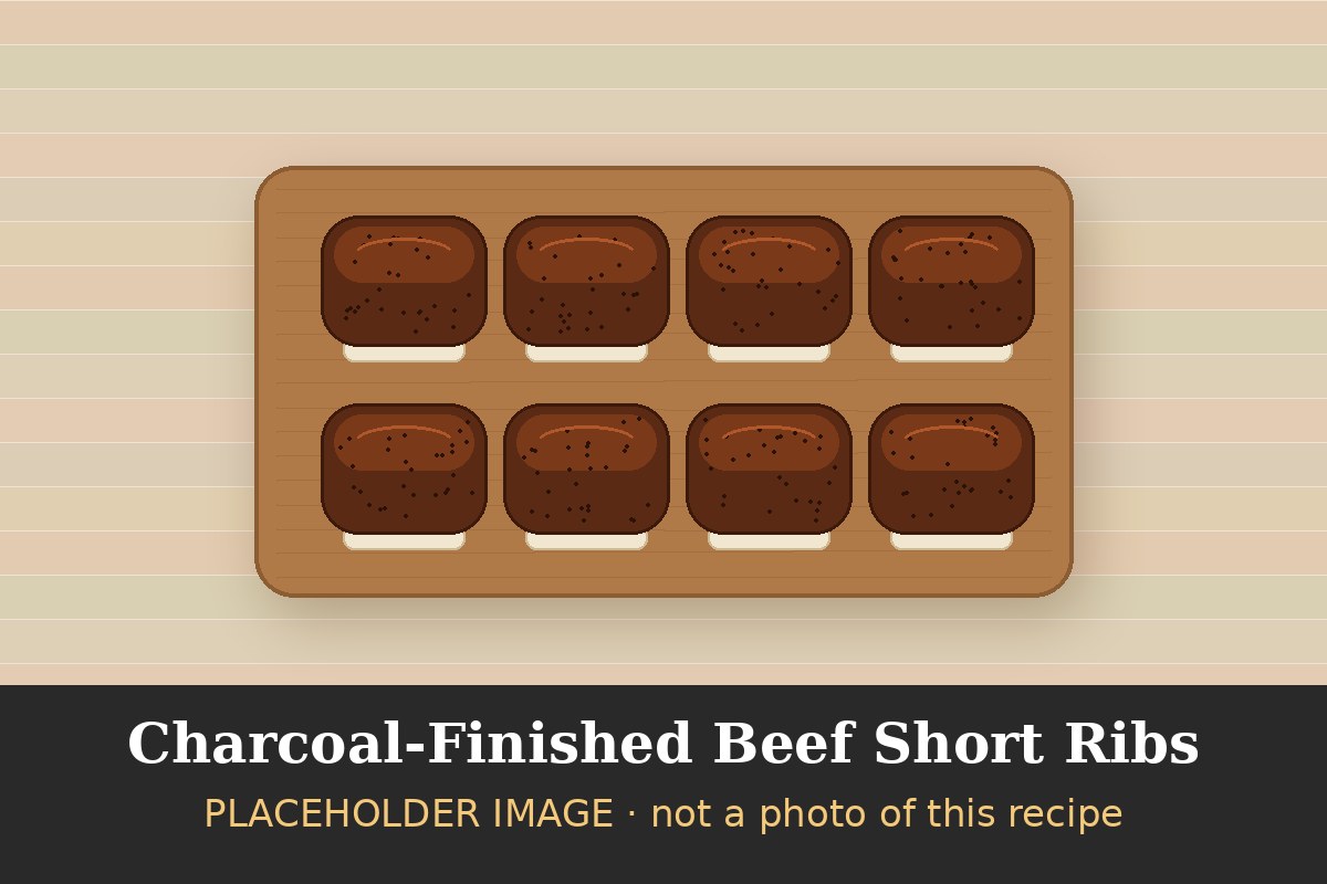 Illustrated placeholder of beef short ribs on a cutting board, not a photo of this recipe