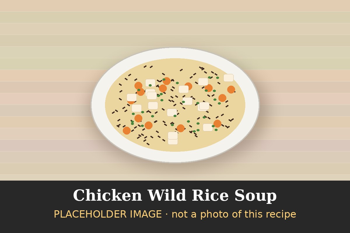 Illustrated placeholder of a bowl of chicken wild rice soup, not a photo of this recipe